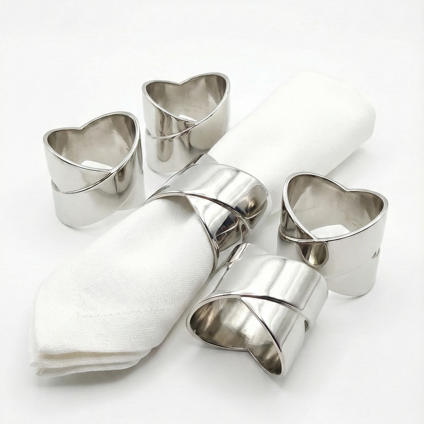Stainless Steel Crossover Napkin Ring -set of 4