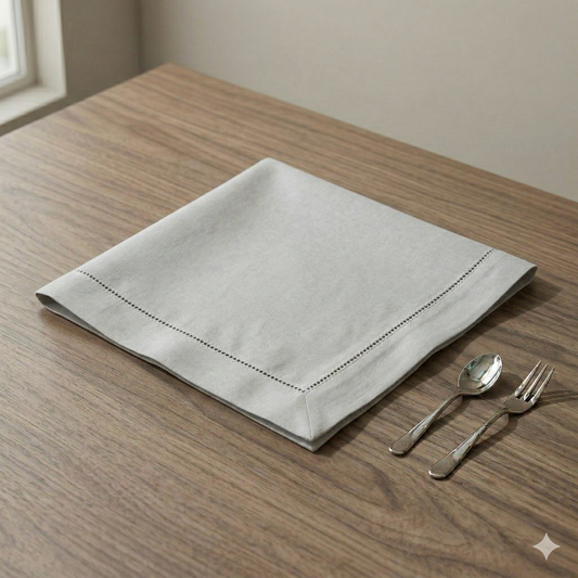 Taupe Linen Hemstitched Napkin-Set of 4