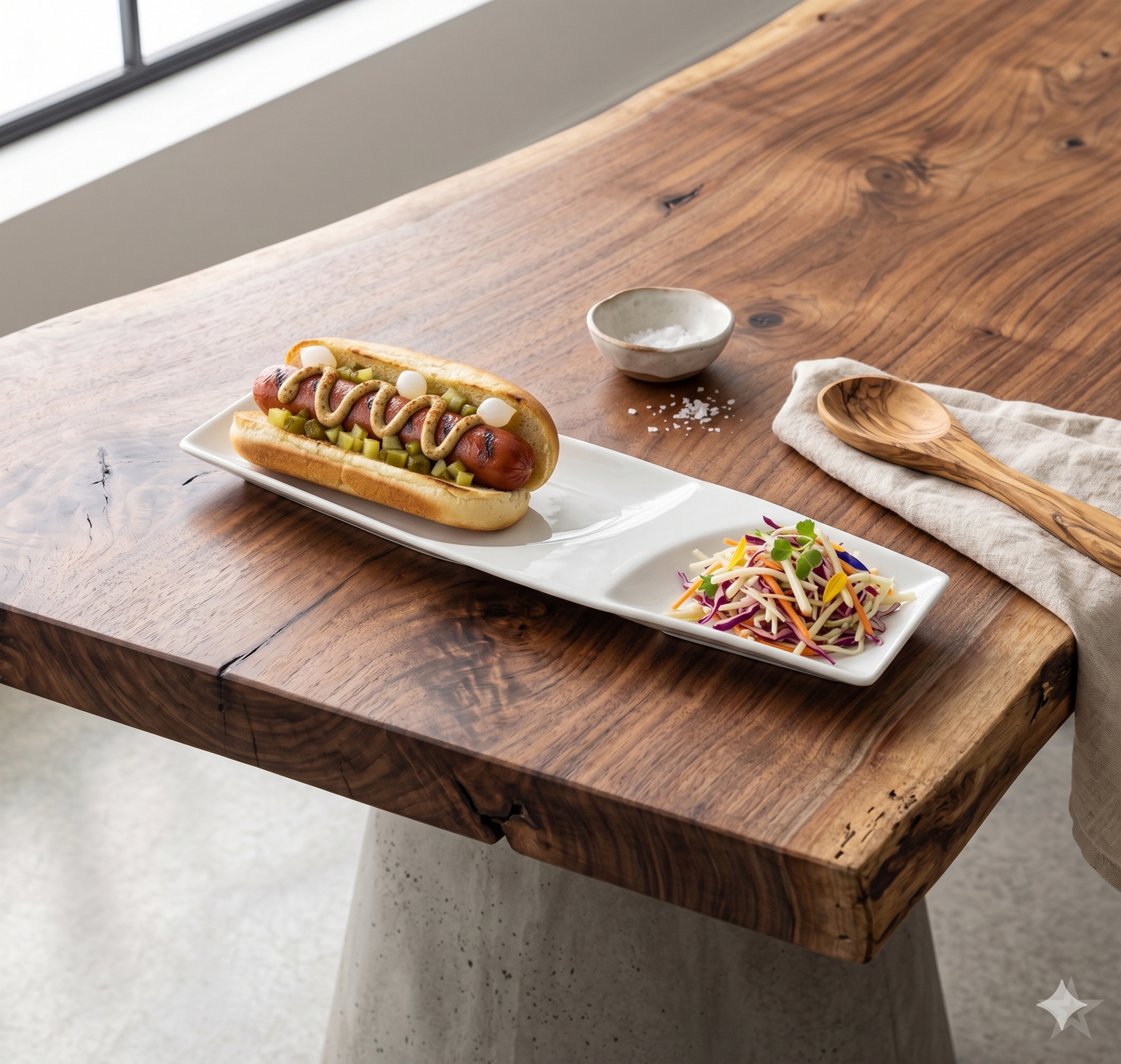 White Porcelain 2 Section Hotdog Plate-Set of 4