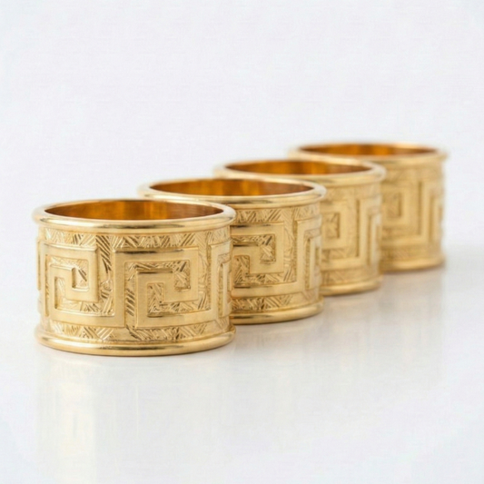 Gold Greek key napkin ring- set of 4