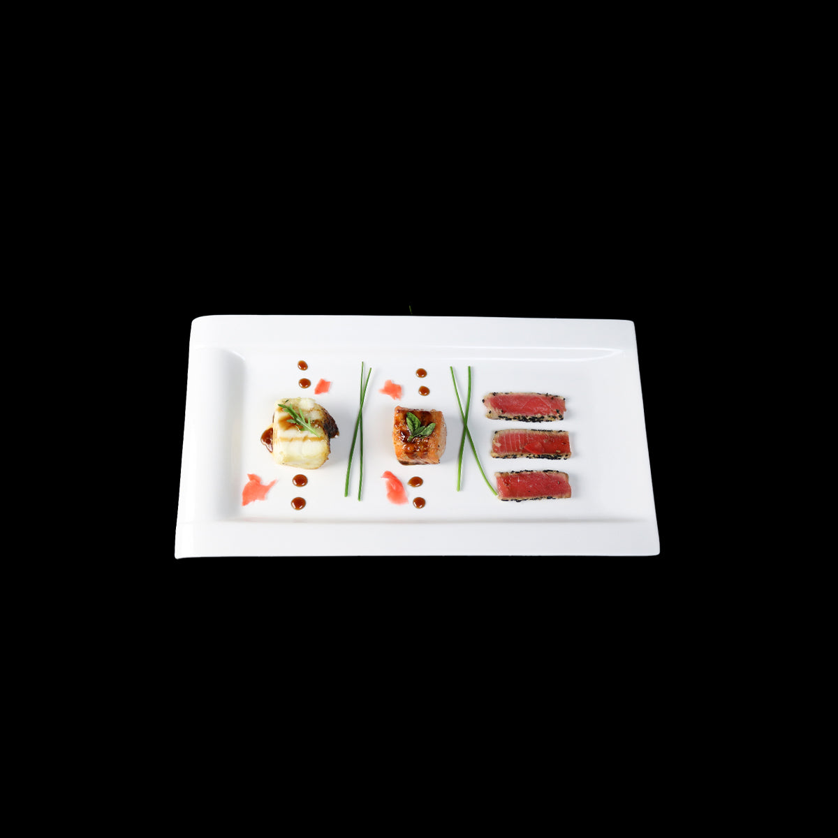 Rectangular White Porcelain Salad Plate-Set of 4