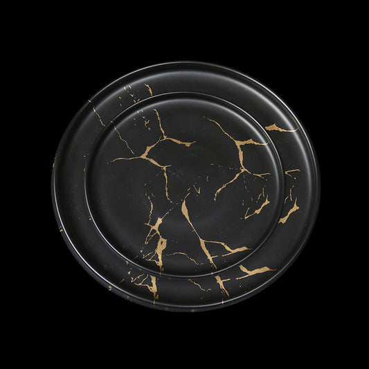 Gold Veined Black Salad-Set of 4