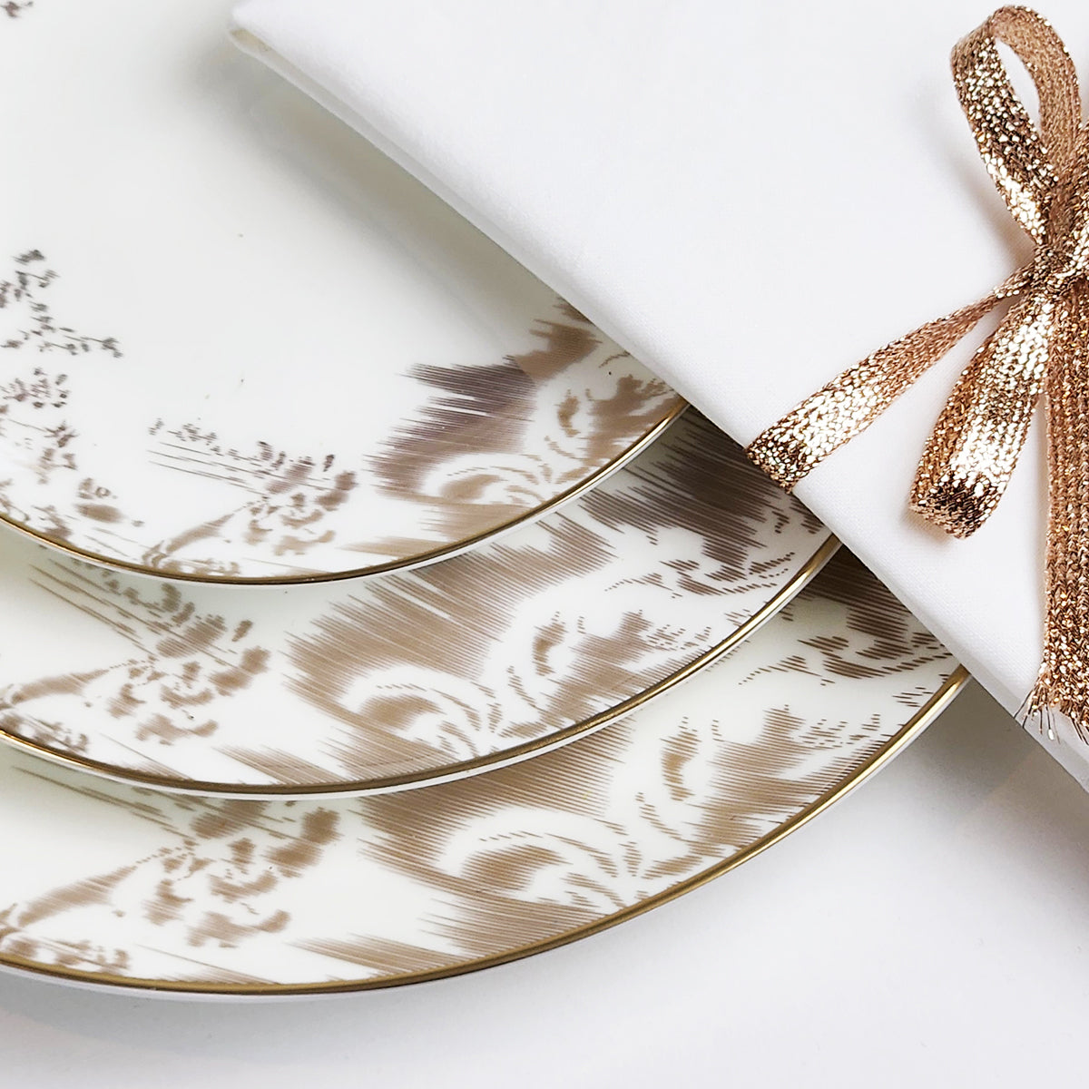 Gold Brocade Dinnerware Set - 16 Pieces