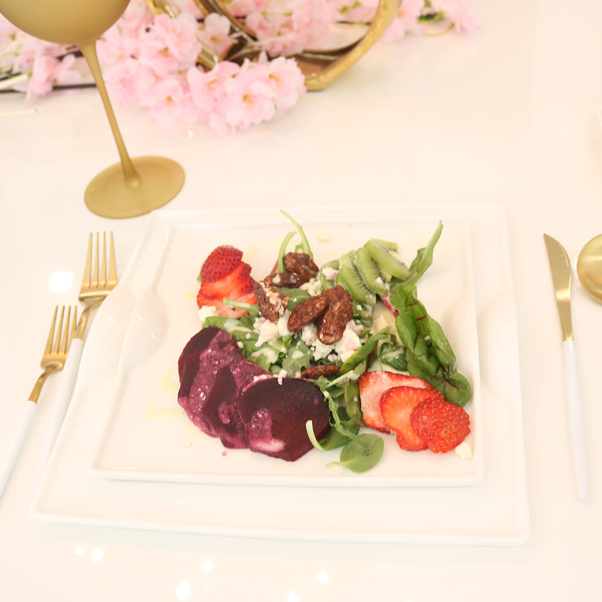 Modern Square Salad Plate White Porcelain - Set of 4
