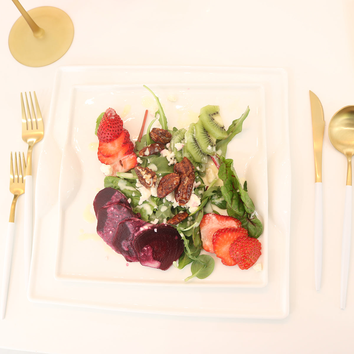 Modern Square Salad Plate White Porcelain - Set of 4