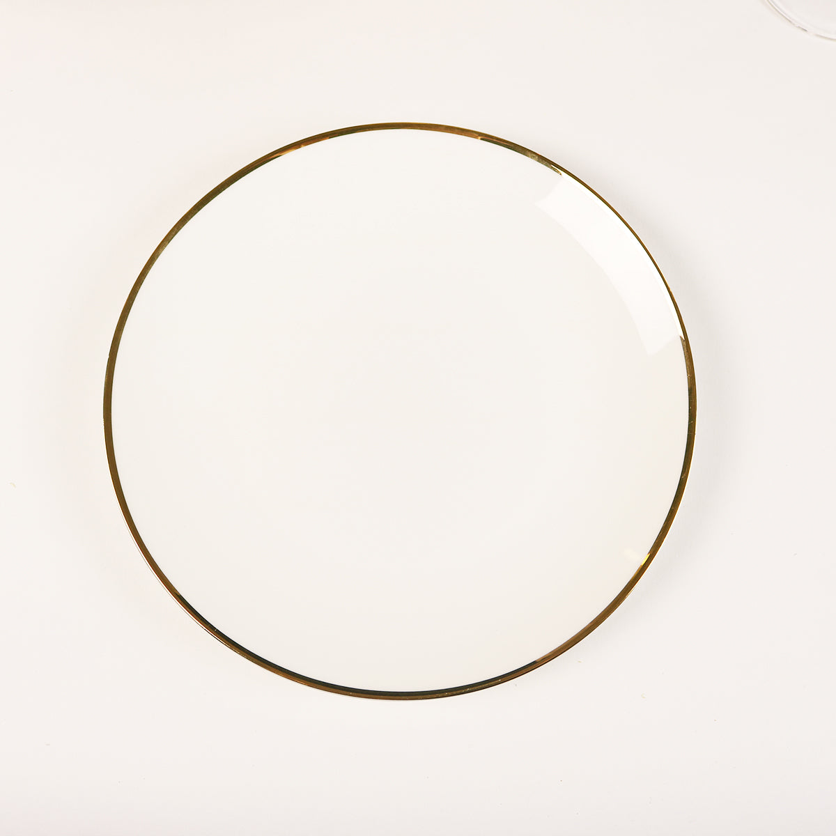 Set of 4 Fine Bone China salad plates with a slim 14k gold rim, perfect for custom table settings.