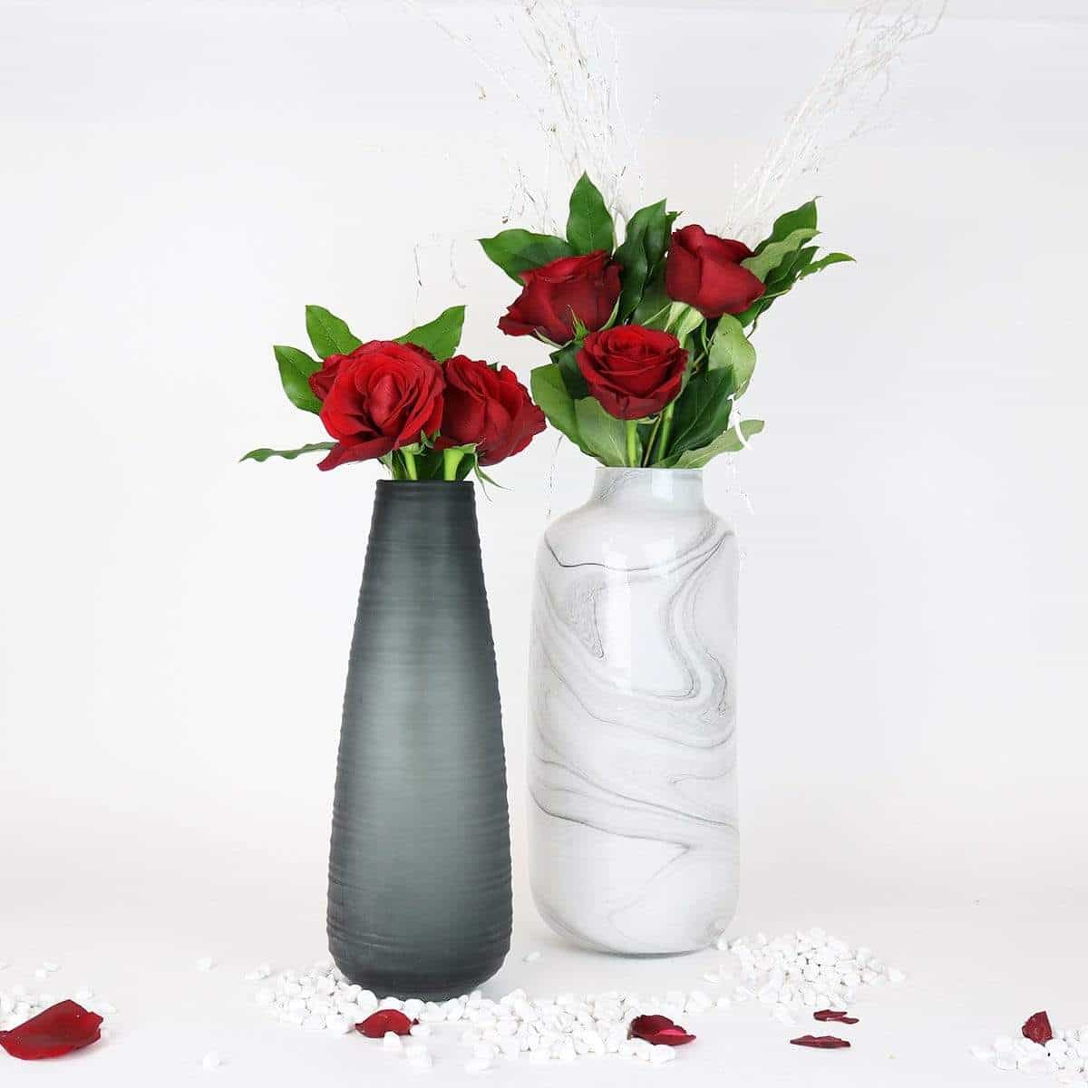 Modern Black Ridged Vase