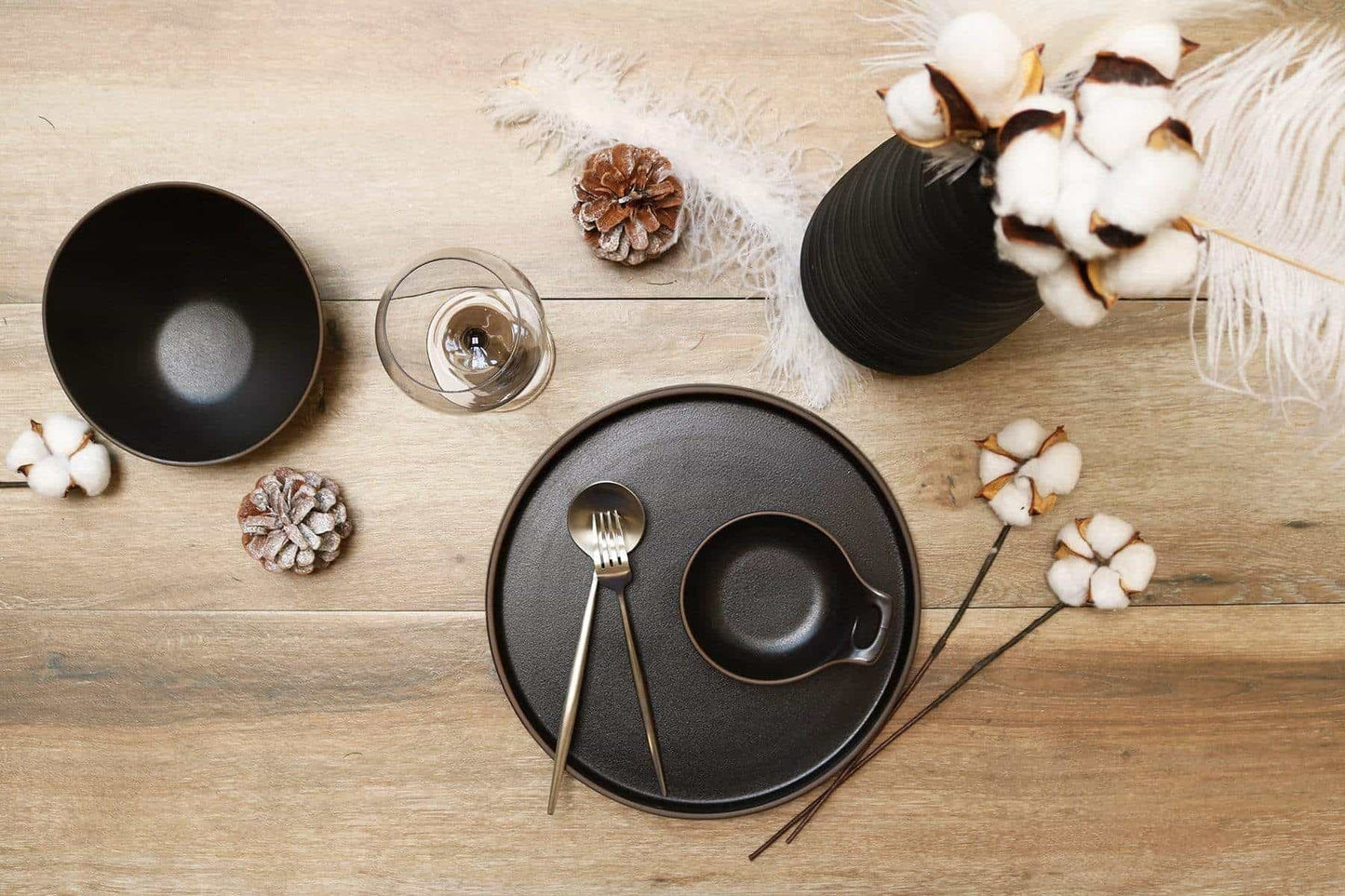 Modern Black Ridged Vase