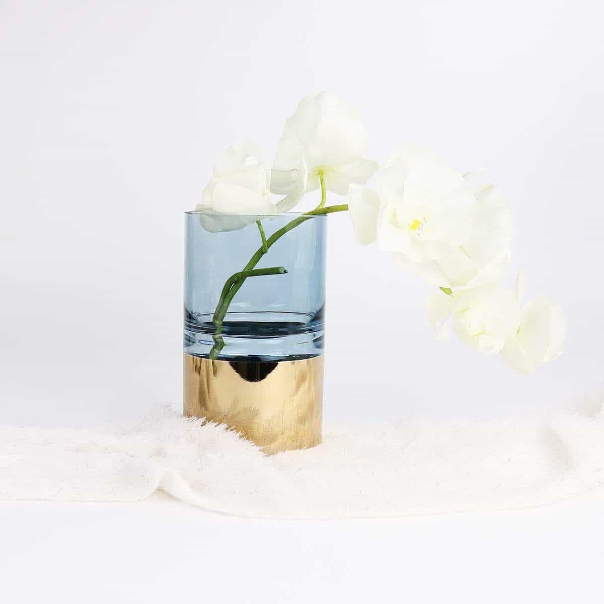 Blue and Gold Cylinder Vase Short