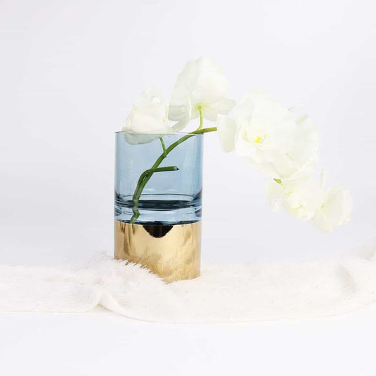 Blue and Gold Cylinder Vase Short