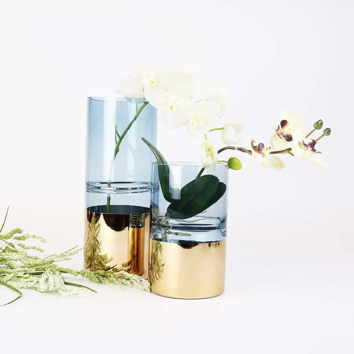 Blue and Gold Cylinder Vase Short