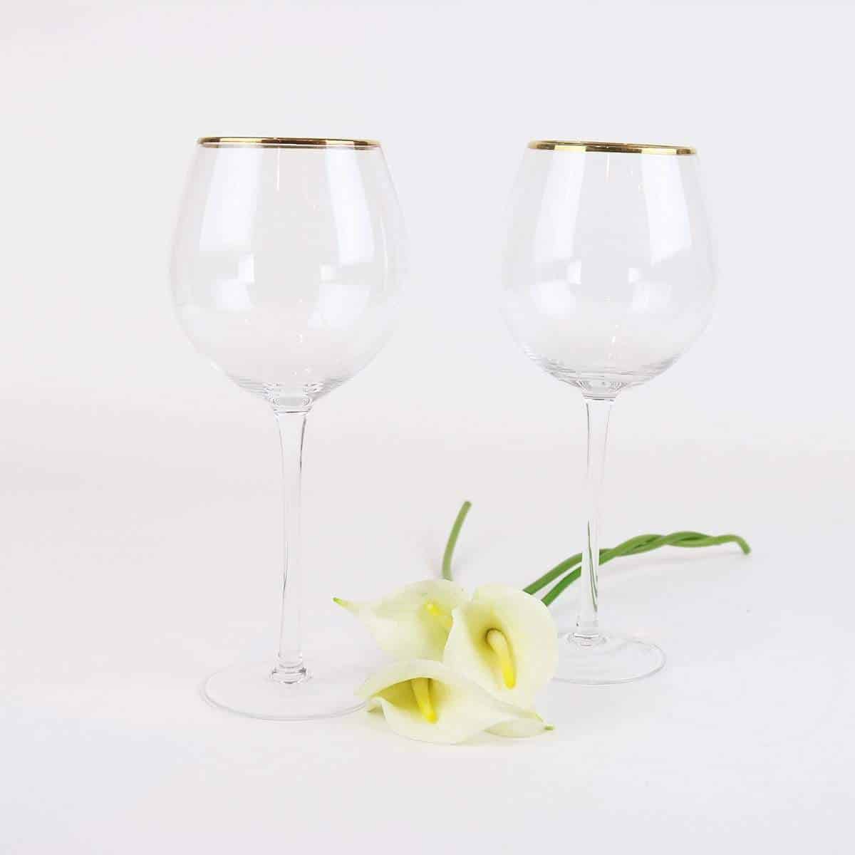 Gold Rim Clear Glass-Set of 4