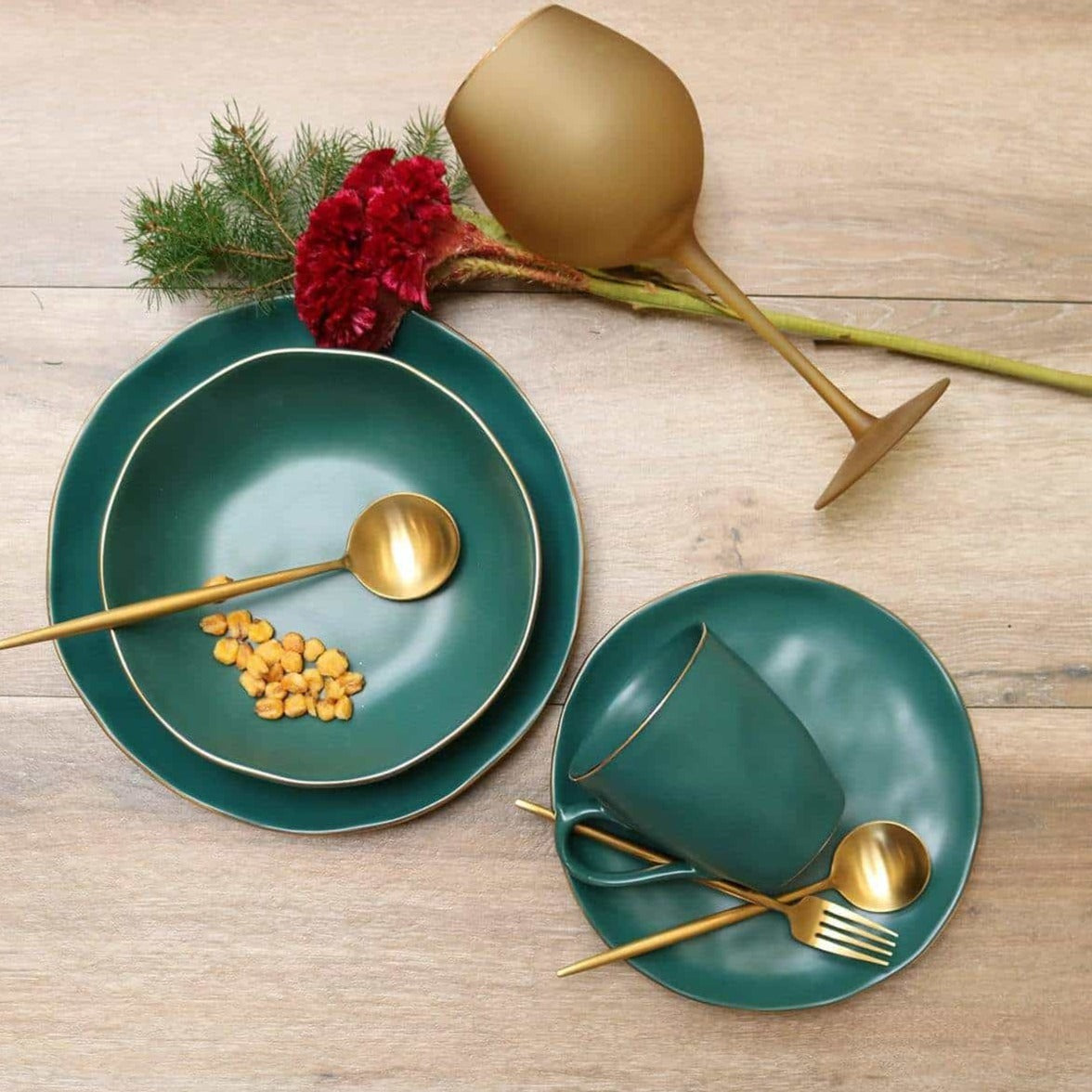 Pine Green Soup Bowl-Set of 4