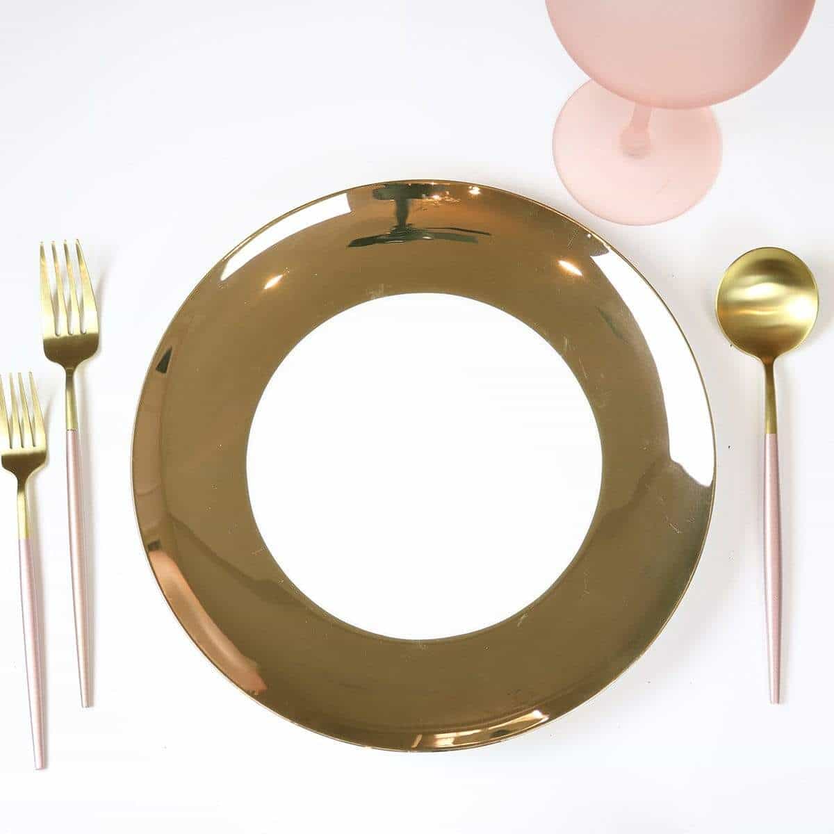 Shiny Wide Gold Rim Dinner Plate-Set of 4