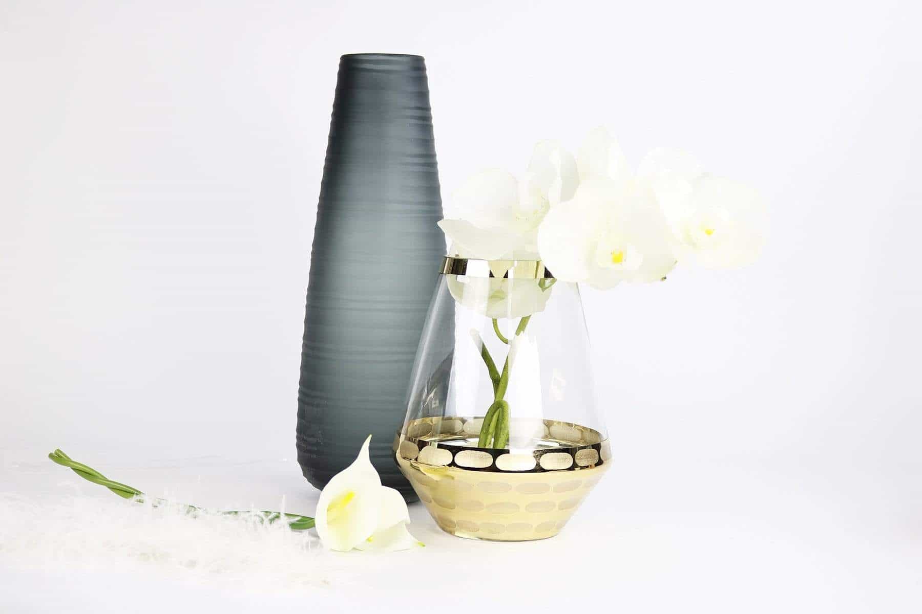 Modern Black Ridged Vase
