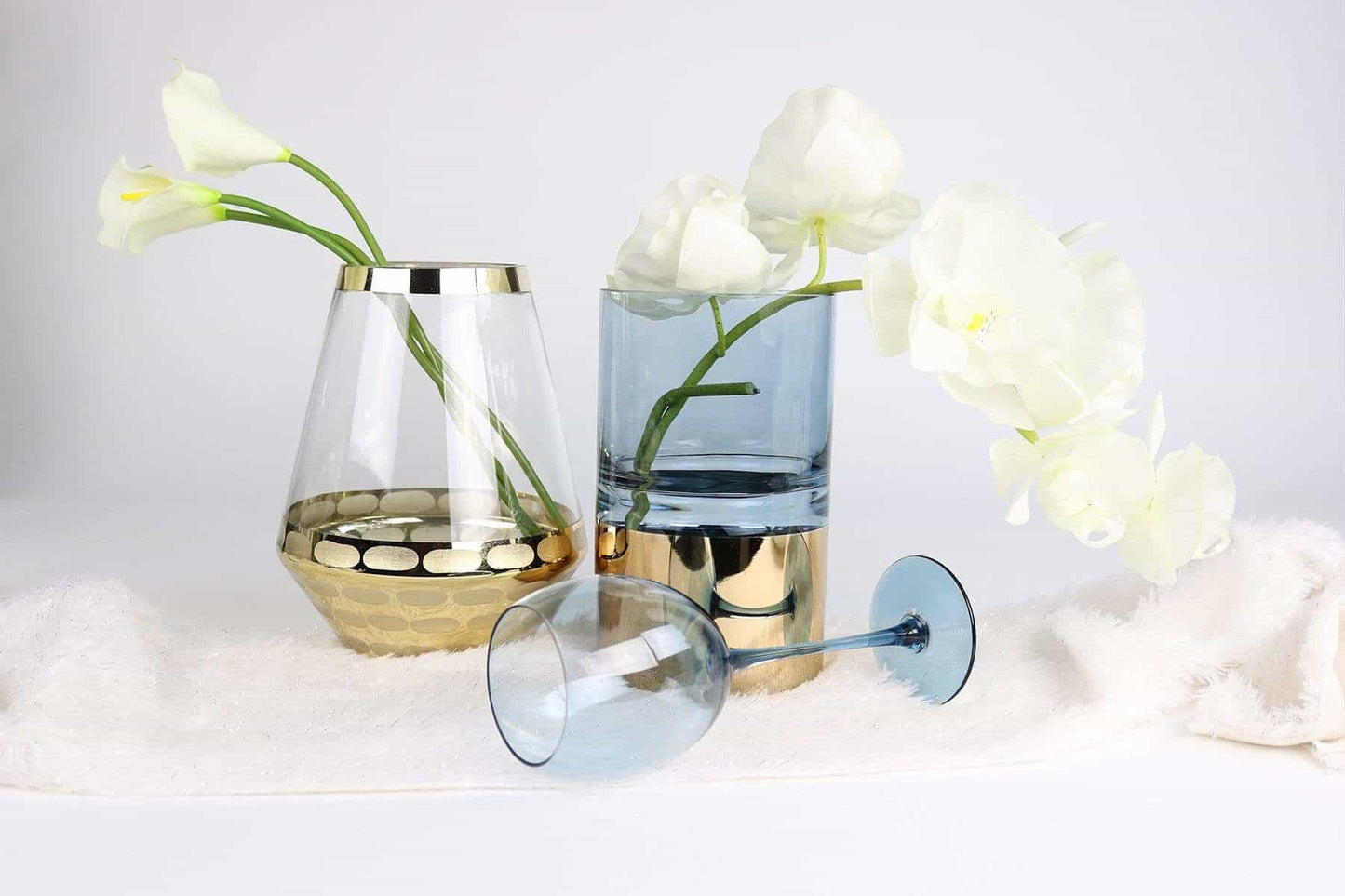 Blue and Gold Cylinder Vase Short