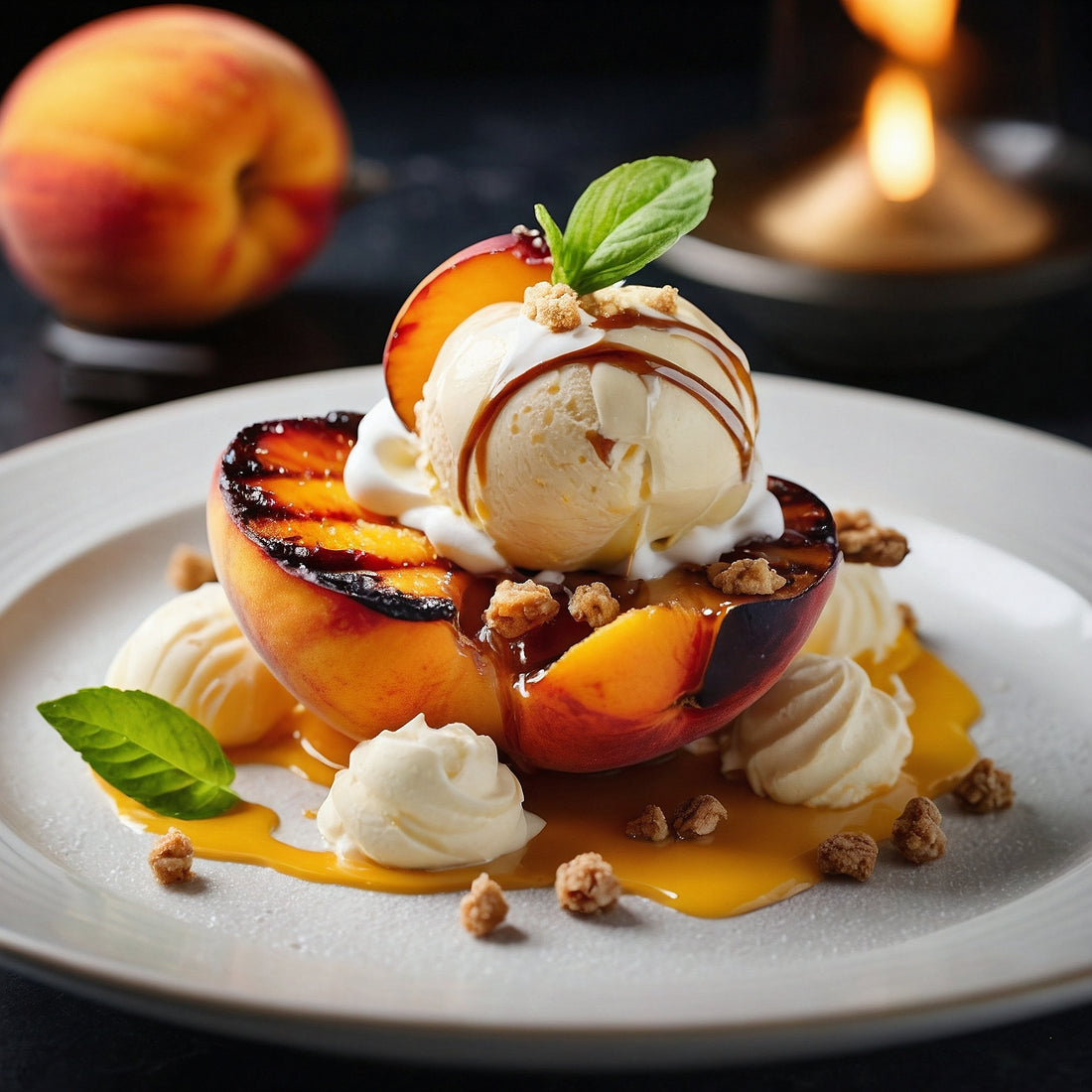 Charred Peach Ice Cream Bowl