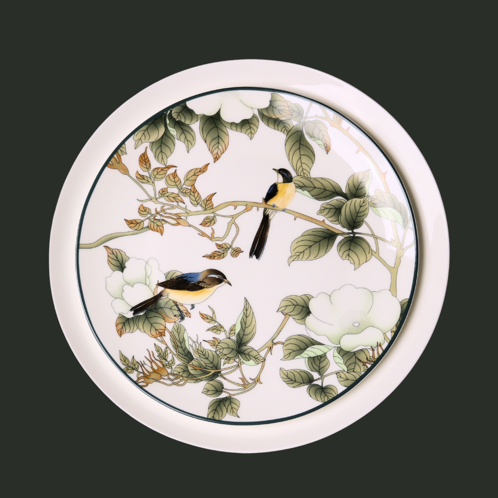 Green Floral Accent Plate - Set of 4