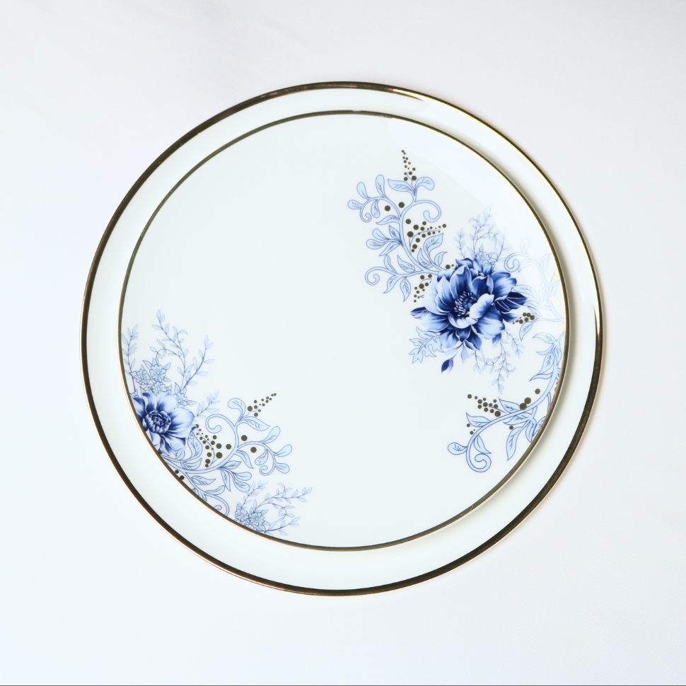 Blue Floral Accent Plate - Set of 4
