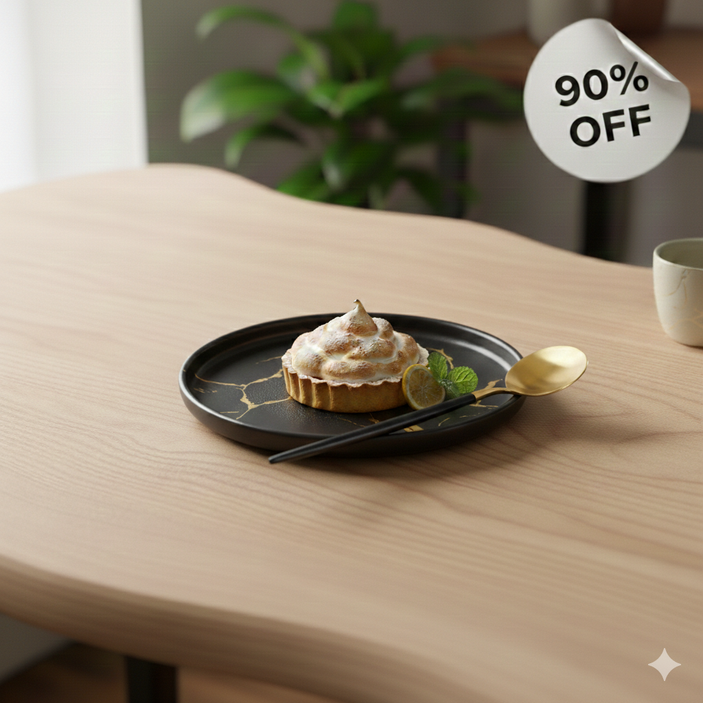 Gold Veined Black Salad-Set of 4