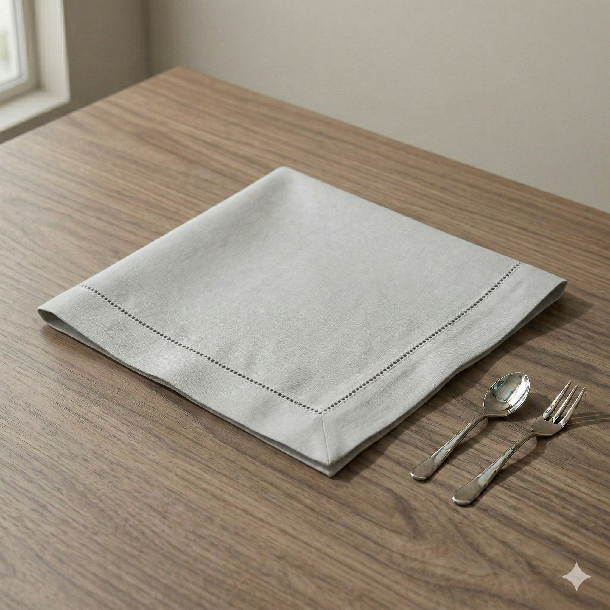 little white dish Linen Hemstitched Napkin