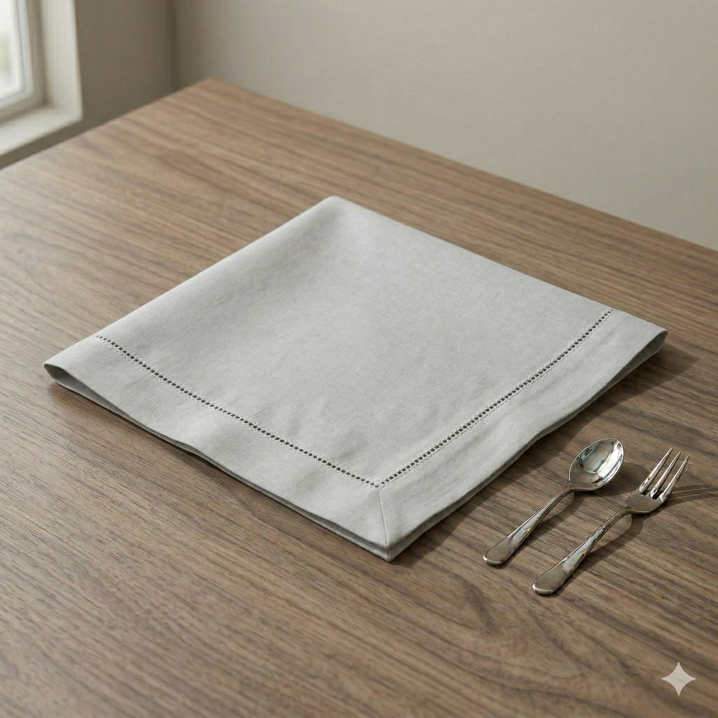 Taupe Linen Hemstitched Napkin-Set of 4
