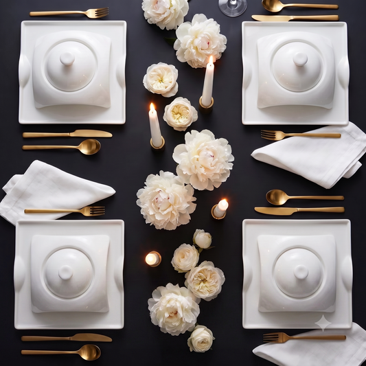 Square Porcelain Dinnerware Set - 20 Pc set