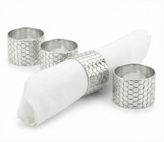 Hexagon Patterned Napkin Ring- set of 4