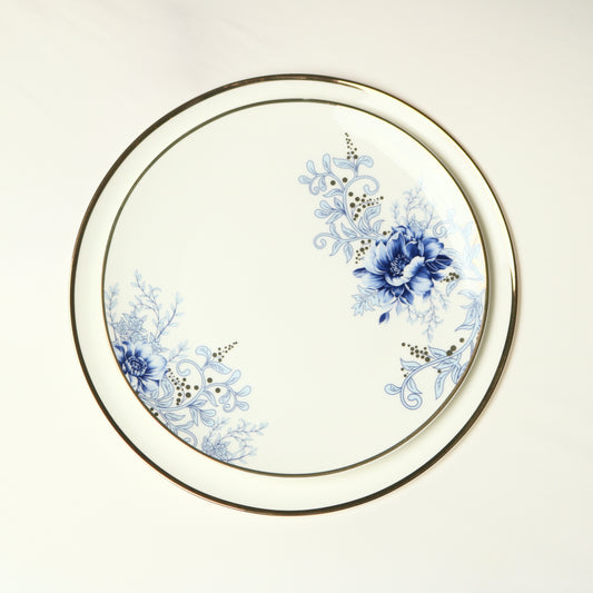 Blue Floral Accent Plate - Set of 4