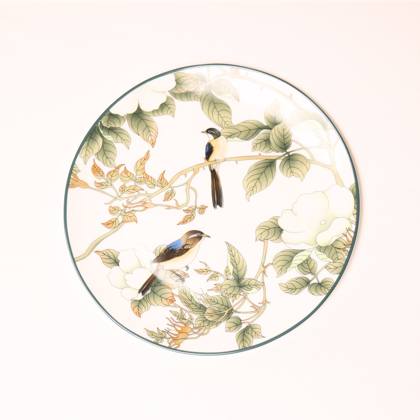 Green Floral Accent Plate - Set of 4