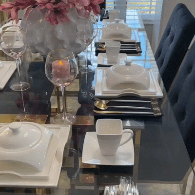 Square Porcelain Dinnerware Set - 20 Pc set