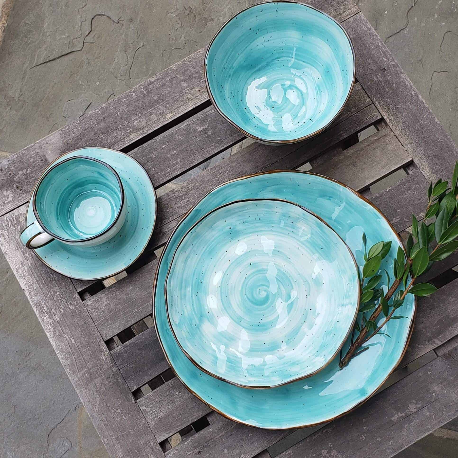 Cabana Turquoise Dinnerware - 20 Piece Set – little white dish