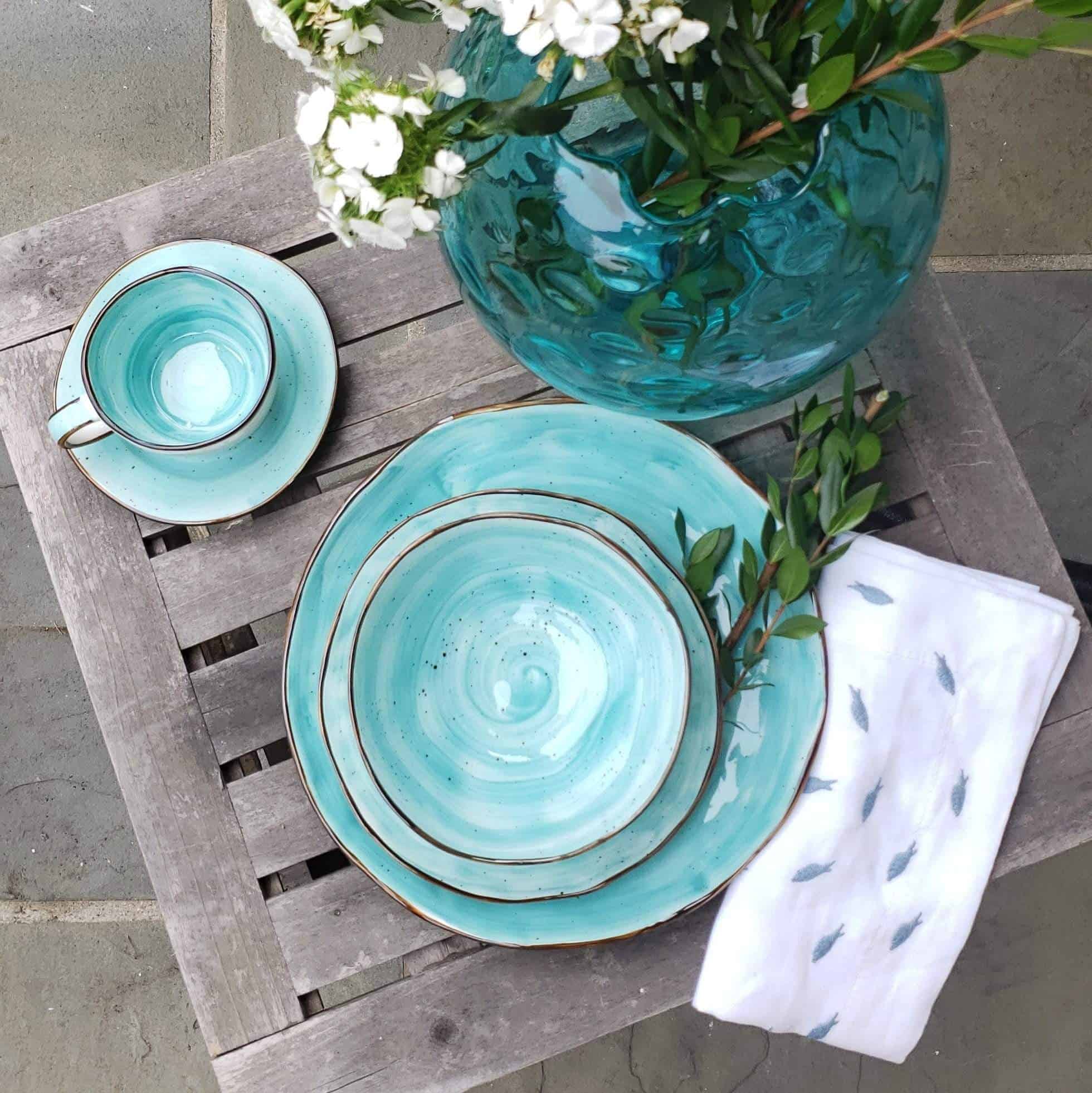 Cabana Turquoise Dinnerware - 20 Piece Set – little white dish
