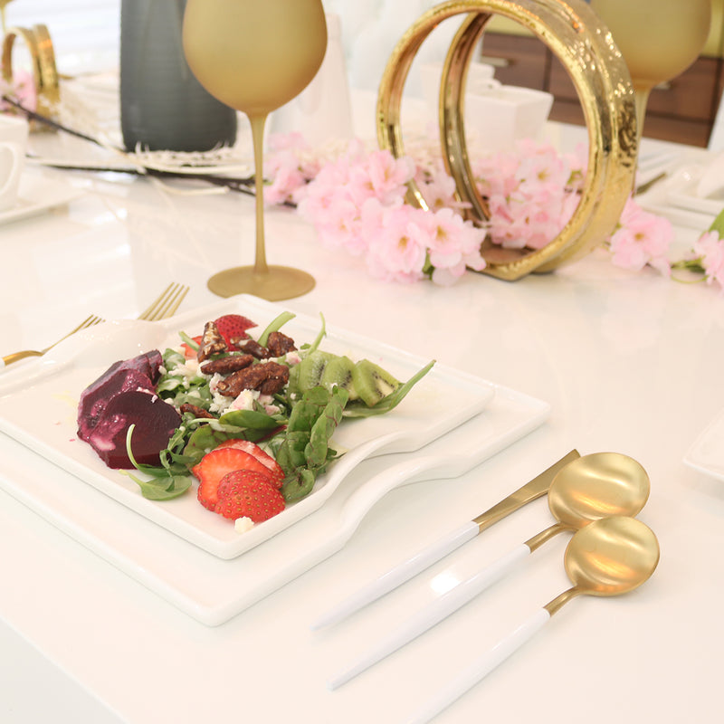 modern square salad plate white porcelain- set of 4