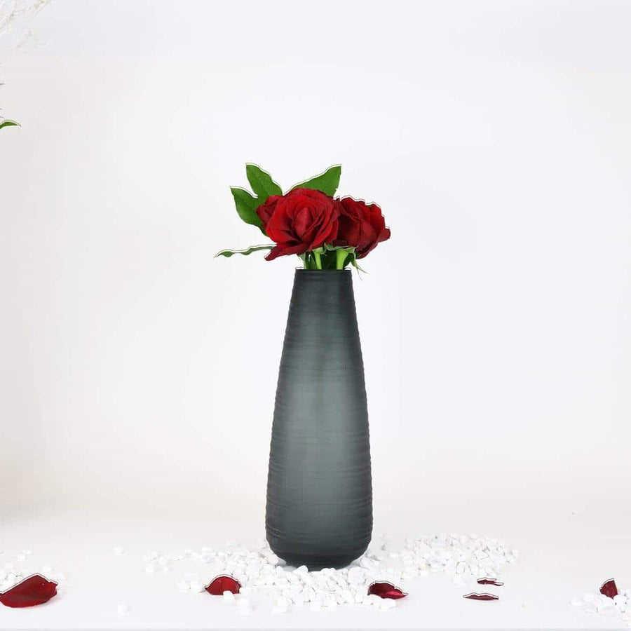 Modern Black Ridged Vase