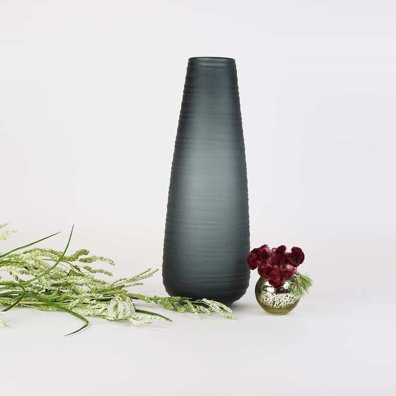 Modern Black Ridged Vase