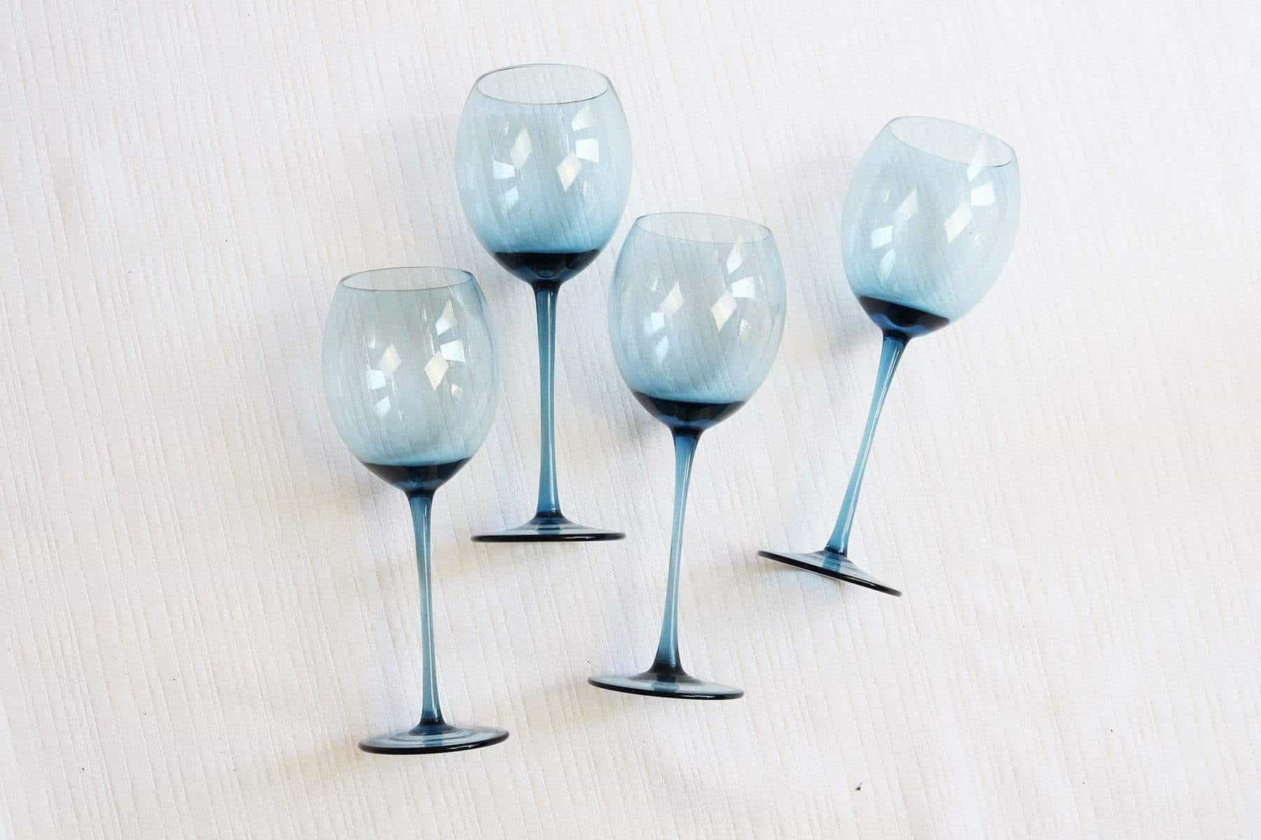 Modern Blue Smoke Glass-Set of 4