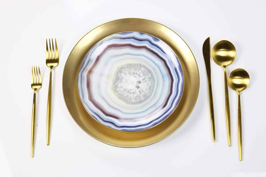 Wide Gold Rim Dinner Plate-Set of 4