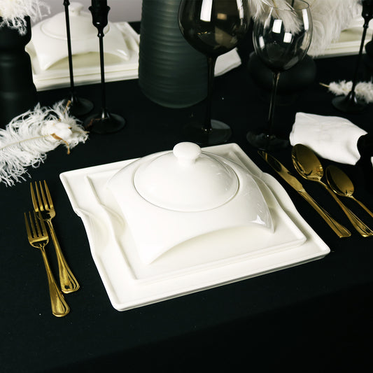 Square Porcelain Dinnerware Set - 20 Pc set