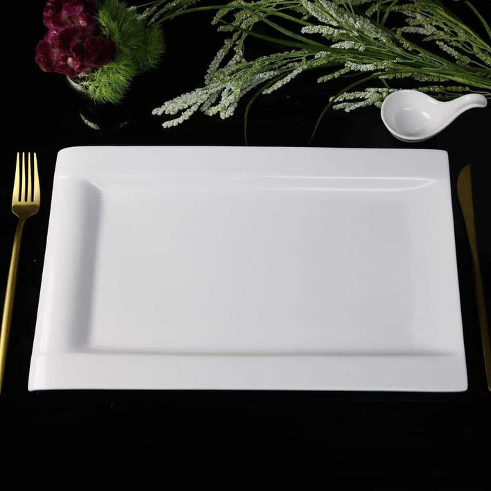 Valentine's Rectangular White Porcelain Dinner Plate-Set of 4