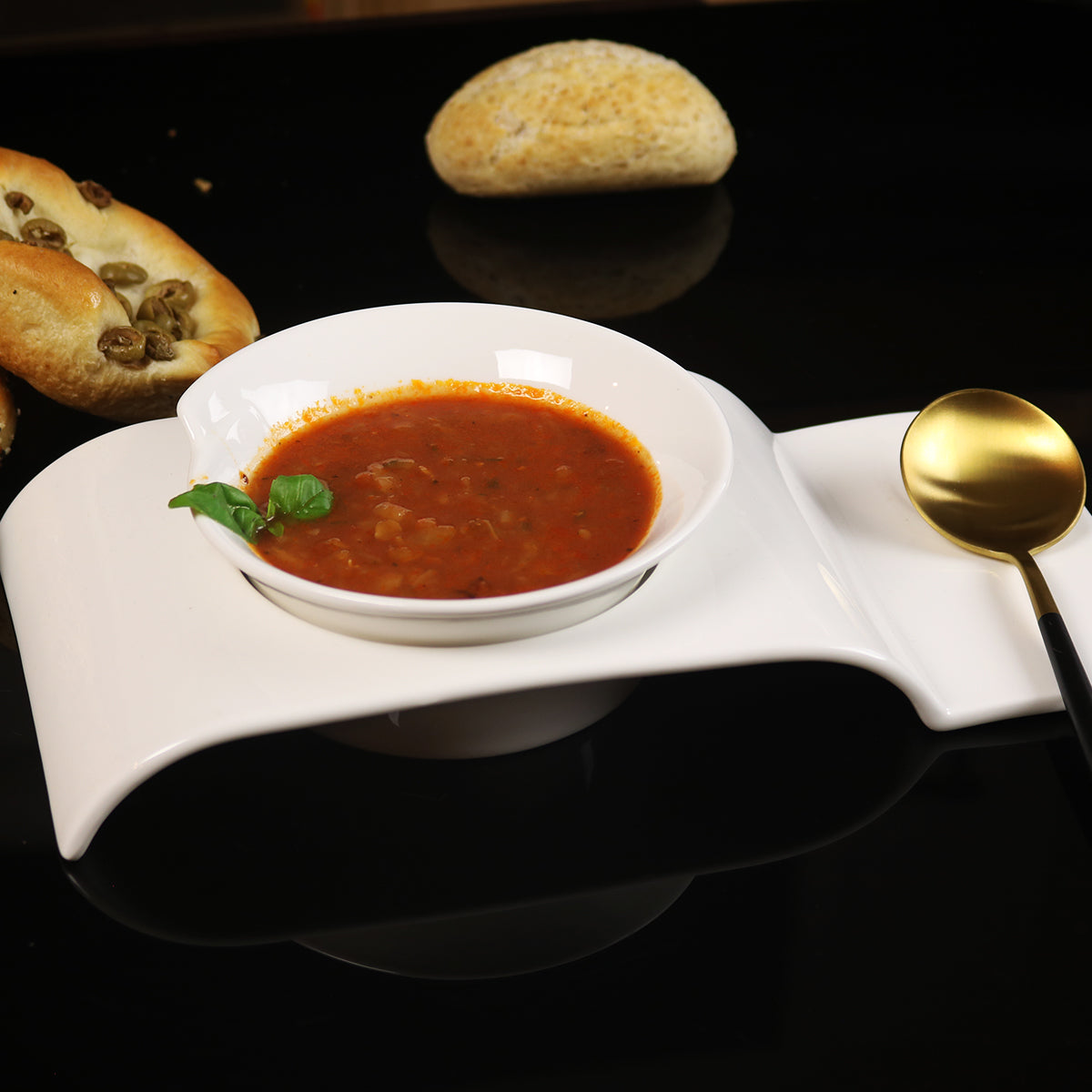 Arched Soup Plate With Inserts-Set of 4