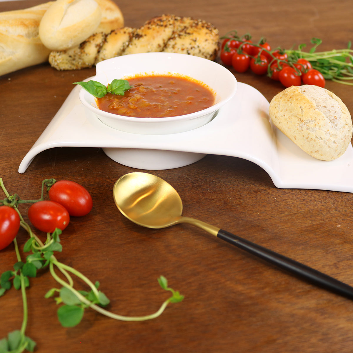 Arched Soup Plate With Inserts-Set of 4