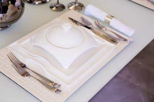 modern square dinner plate white porcelain- set of 4