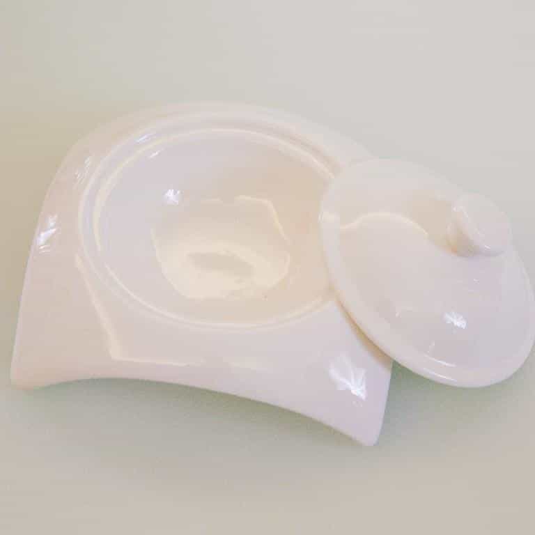 modern square white porcelain soup plate with lid- set of 4