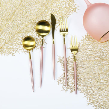 Pink and Gold Obelisk Flatware-20 Pieces
