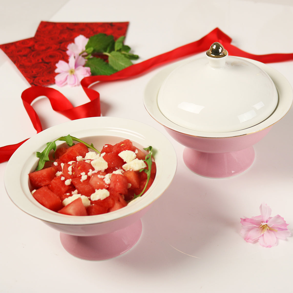 Valentine's Pink Versaille Soup Bowl-Set of 4